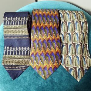 Lot Of 3 Mens Silk Ties J. Garcia Boston Traders Work Special Event Collectible
